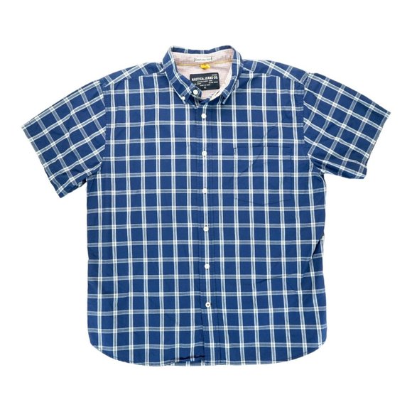 Nautica Jeans Co Shirt Mens XL Button Up Plaid - Short Sleeve 100% Cotton - Picture 1 of 10